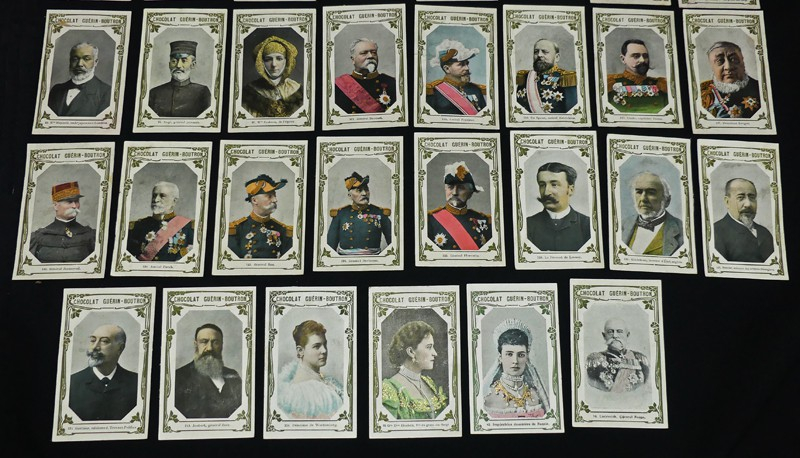 Lot de 51 chromos Chocolat Guérin-Boutron : Personnalités royales, politiques et militaires