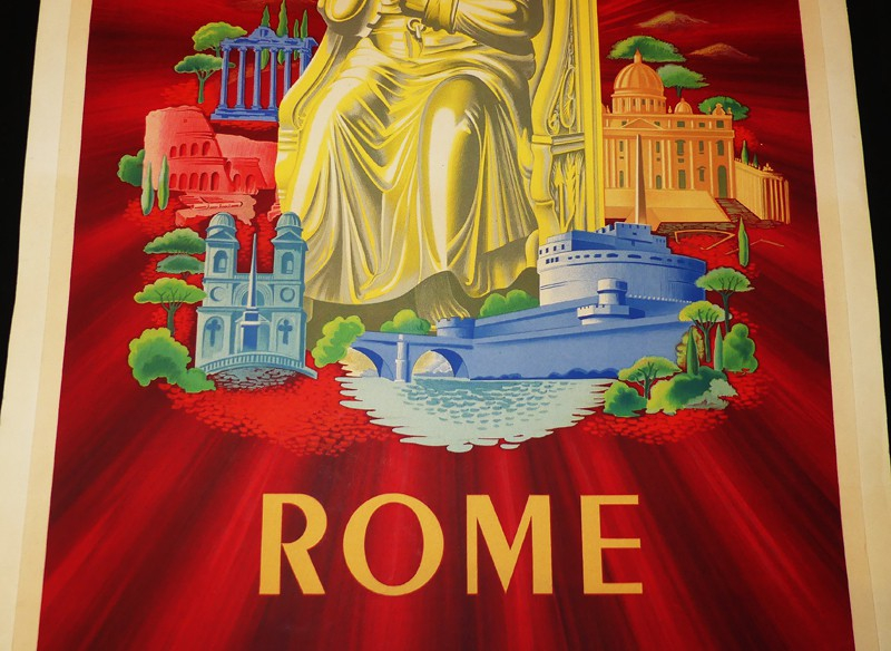Affiche ancienne Air France illustrée par Plaquet (1949) : Rome