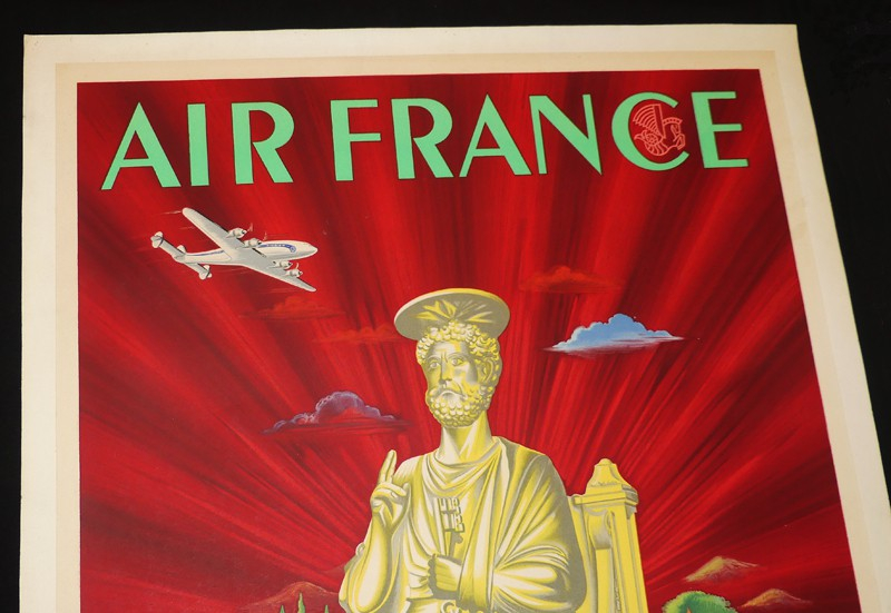 Affiche ancienne Air France illustrée par Plaquet (1949) : Rome