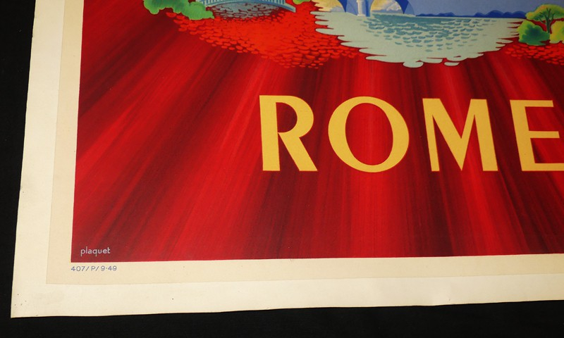 Affiche ancienne Air France illustrée par Plaquet (1949) : Rome