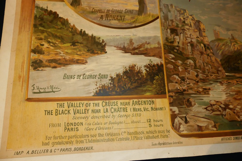Affiche ancienne du Chemin de fer d'Orléans illustrée par Hugo d'Alesi : La Creuse et l'Indre