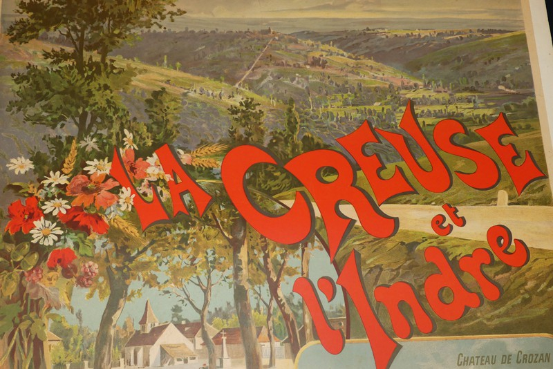 Affiche ancienne du Chemin de fer d'Orléans illustrée par Hugo d'Alesi : La Creuse et l'Indre