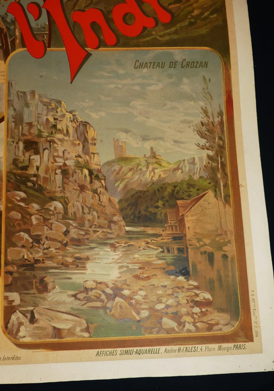 Affiche ancienne du Chemin de fer d'Orléans illustrée par Hugo d'Alesi : La Creuse et l'Indre