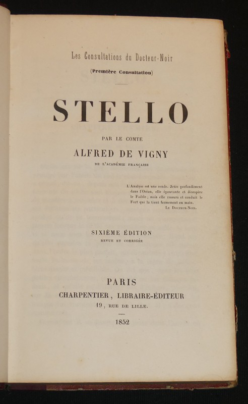 Stello (première consultation du Docteur-Noir)