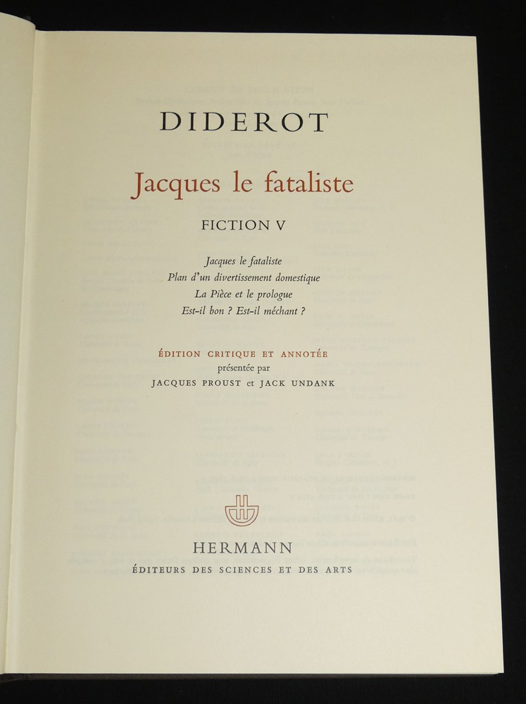Oeuvres complètes de Diderot, Tome 23 : Jacques le Fataliste (Fiction V)