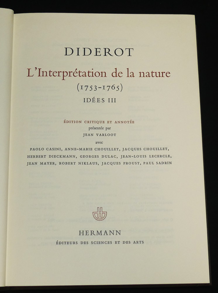 Oeuvres complètes de Diderot, Tome 9 : L'interprétation de la nature (1753-1765) (Idées III)