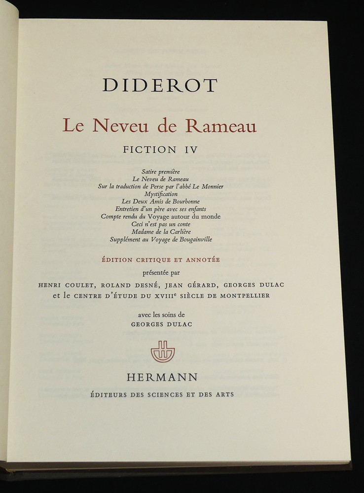 Oeuvres complètes de Diderot, Tome 12 : Le Neveu de Rameau (Fiction IV)