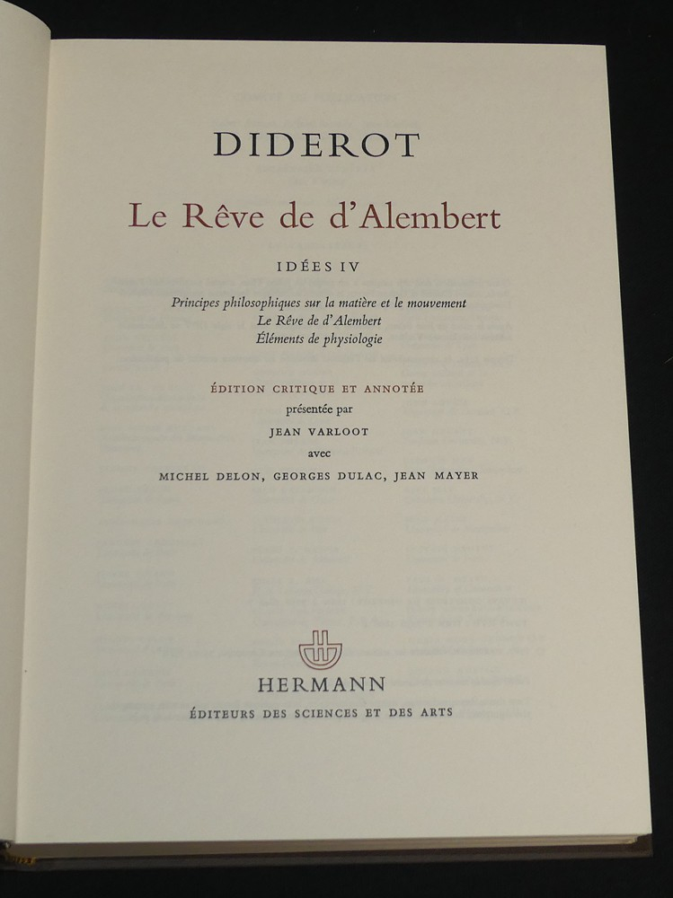 Oeuvres complètes de Diderot, Tome 17 : Le rêve de d'Alembert (Idées IV)