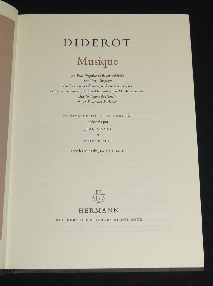 Oeuvres complètes de Diderot, Tome 19 : Musique