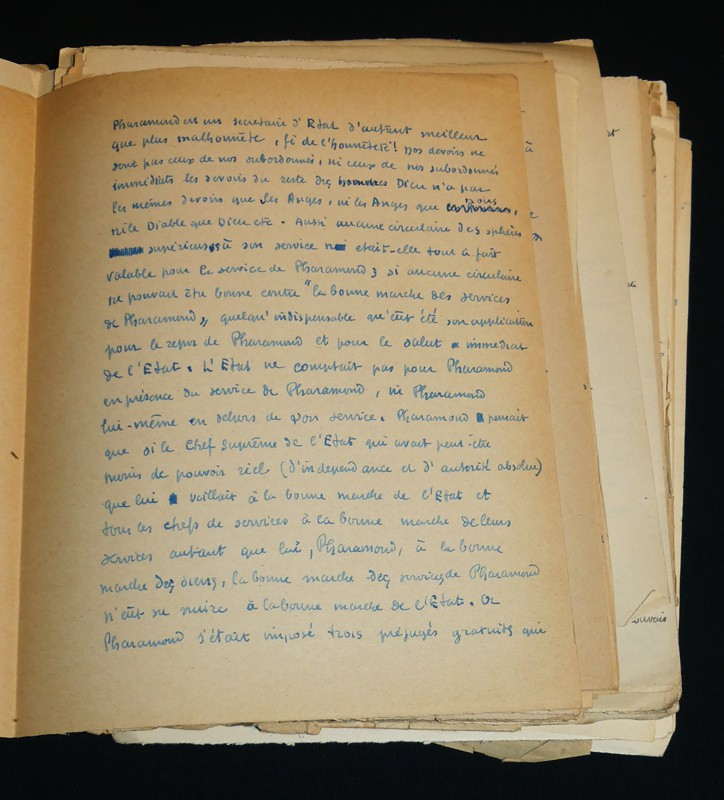 Manuscrit de Marcel Jouhandeau : Notes pour 