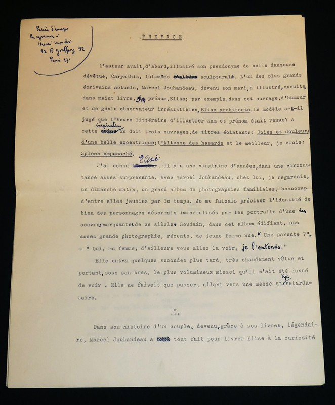 Manuscrit d'Elise Jouhandeau : 