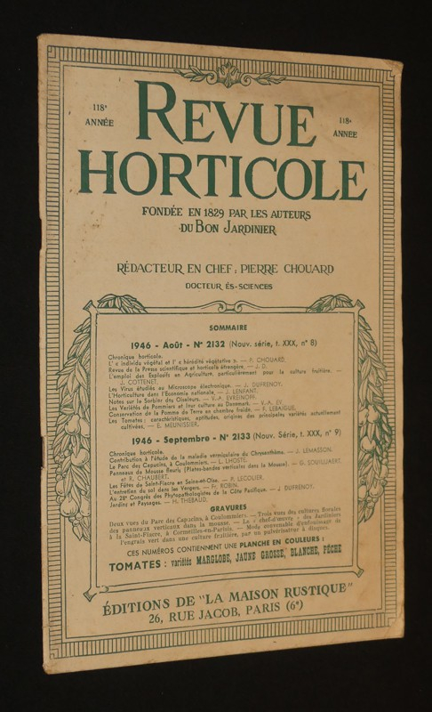 Revue horticole, 118e année, n°2132, août 1946