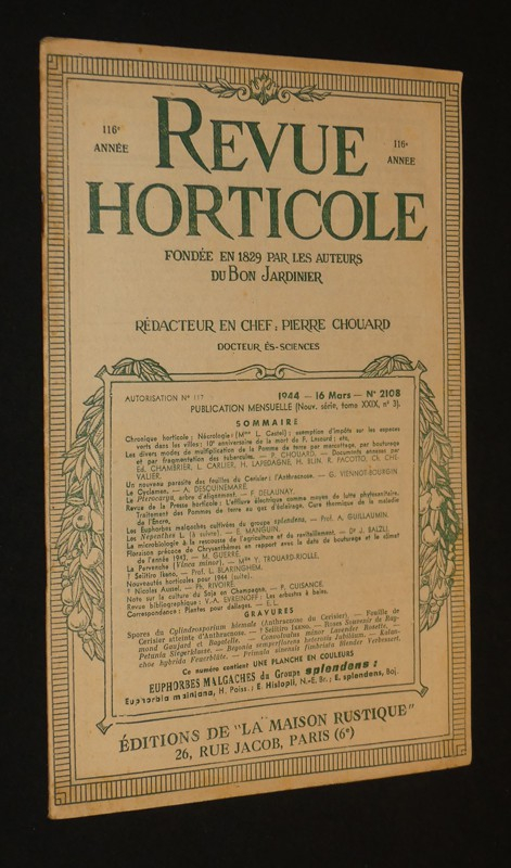 Revue horticole, 116e année, n°2108, 16 mars 1944