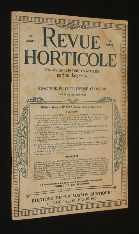 Revue horticole, 118e année, n°2127, mars 1946