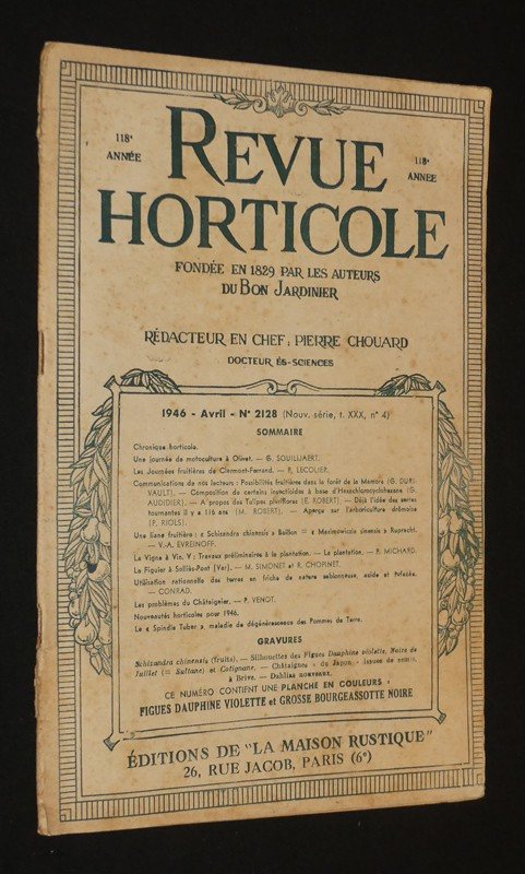 Revue horticole, 118e année, n°2128, avril 1946