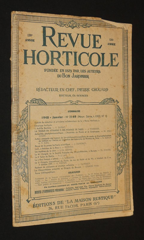 Revue horticole, 120e année, n°2149, janvier 1948