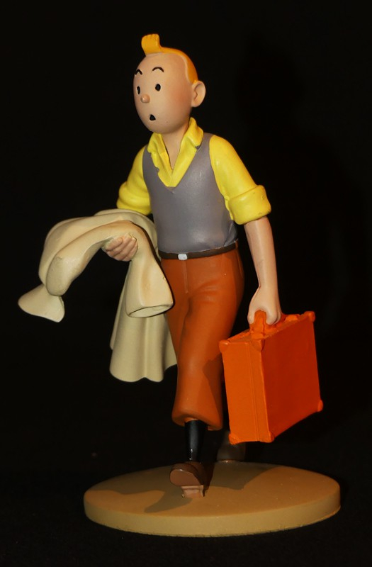 Figurine Tintin : 'Tintin à la valise' de l'album Tintin en Amérique