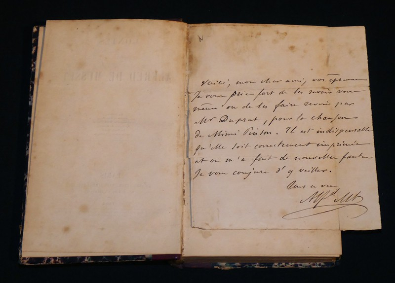 Oeuvres D'Alfred de Musset (8 volumes) deux lettres manuscrites de Musset et de Gaicommo Meyerbeer