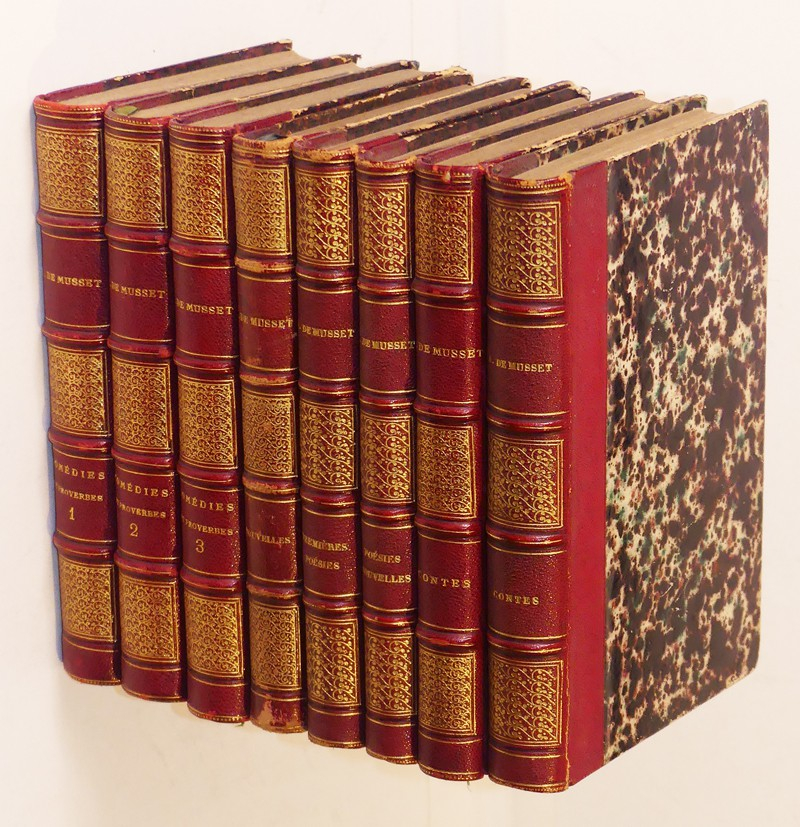 Oeuvres D'Alfred de Musset (8 volumes) deux lettres manuscrites de Musset et de Gaicommo Meyerbeer
