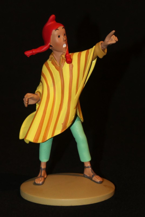 Figurine Tintin : 'Zorrino désigne les lamas' de l'album Le Temple du Soleil