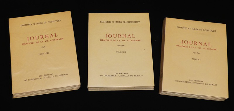 Journal, mémoires de la vie littéraire 1851 à 1896, 22 volumes et vie des frères Goncourt en 3 volumes