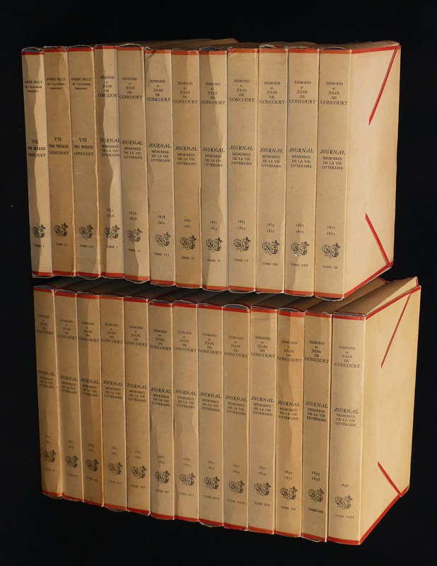 Journal, mémoires de la vie littéraire 1851 à 1896, 22 volumes et vie des frères Goncourt en 3 volumes