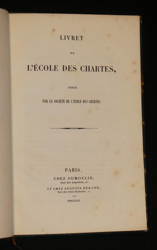 Livret de l'École des Chartes