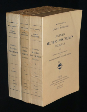 Juvenilia Oeuvres posthumes Reliquae, 3 volumes, notes et éclaircissements de M. Jacques Crépet et Claude Pichois