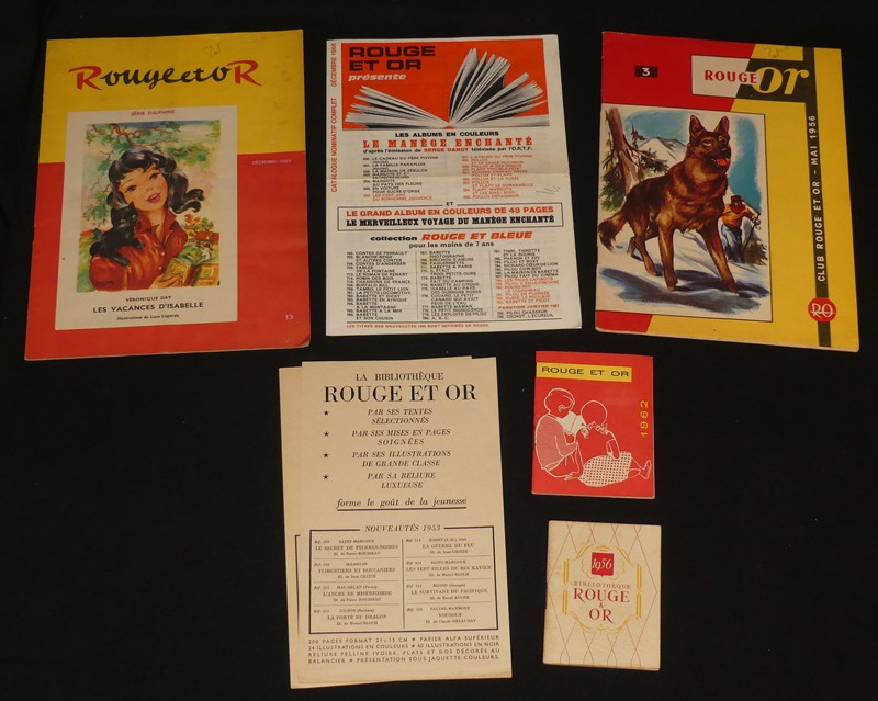 Cinq catalogues des Editions G.P Rouge et Or et deux publicités