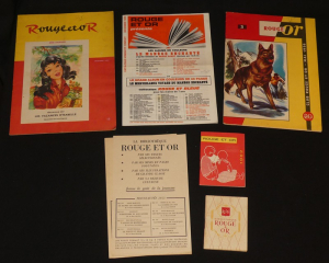 Cinq catalogues des Editions G.P Rouge et Or et deux publicités