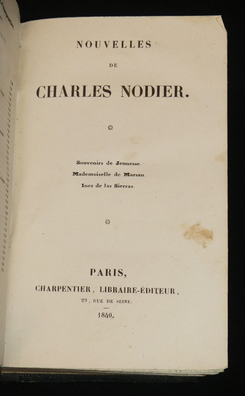 Nouvelles et Romans de Charles Nodier